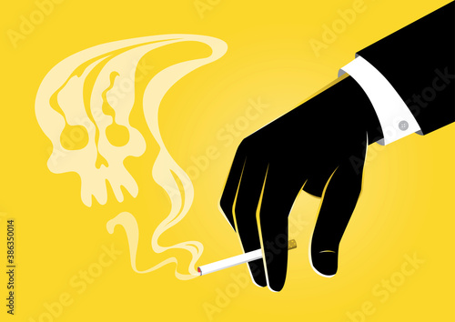 Businessman smoking cigarette