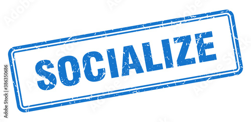 socialize stamp. square grunge sign on white background