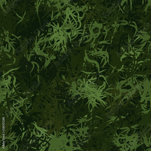 Green abstract grass seamless background of randomly bands and wavy lines