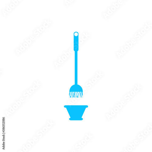 Mop and bucket icon flat.
