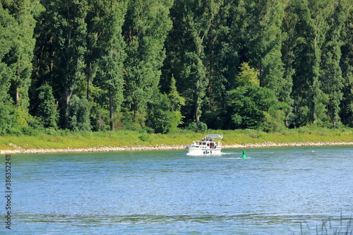 Small pleasure boat on the rhine river