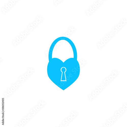 Heart pad lock icon flat.