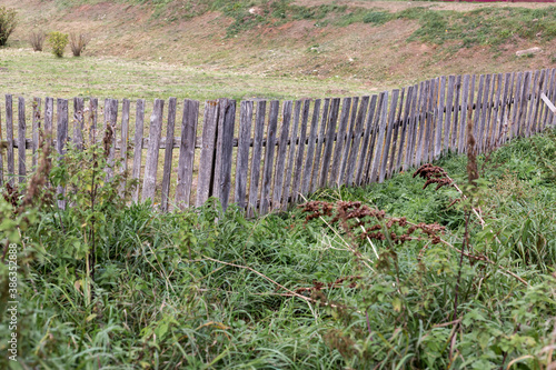 Wooden fence in the village