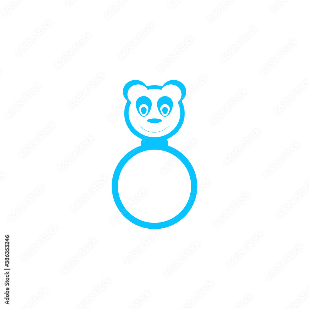 Panda rattle icon flat.