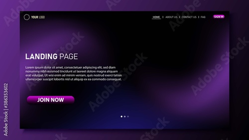 Minimalist landing page design. Modern colors gradient. UI design for website. Eps 10 vector