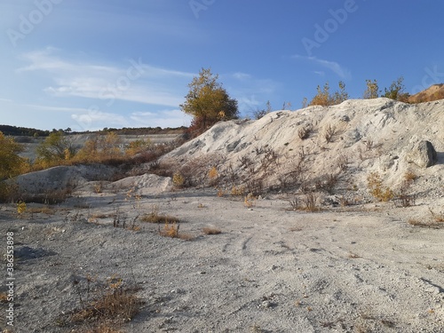 sheer mountain in the Volskiy Cretaceous quarry, Saratov region, Russia