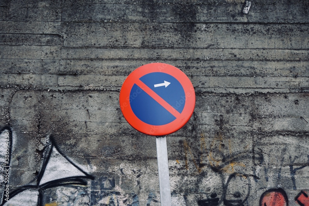 no parking traffic signal on the street in Bilbao city, Spain no parking traffic signal on the street in Bilbao city, Spain