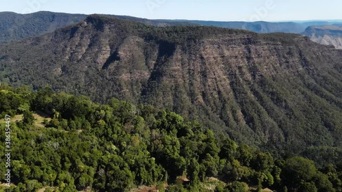 The Green Mountains Of Lamington National Park - View From The O'Reilly's Rainforest Retreat - Gold Coast Hinterland In Canungra, QLD, Australia. - aerial drone shot photo