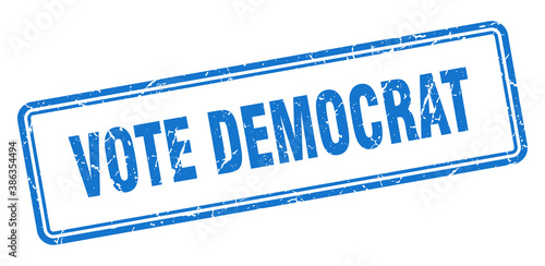 vote democrat stamp. square grunge sign on white background