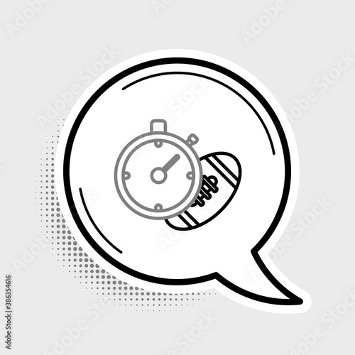 Line American Football ball and stopwatch icon isolated on grey background. Set of sport equipment. Colorful outline concept. Vector.