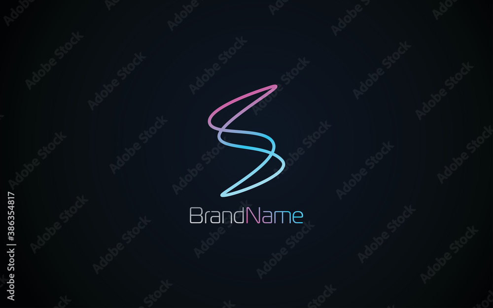 Letter s logo is formed with a simple curved line  - obrazy, fototapety, plakaty 