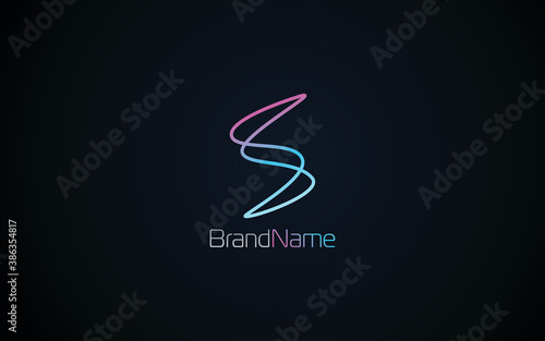 Letter s logo is formed with a simple curved line  photo