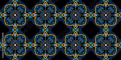 Indigo Traditional Morocco Ornament Vector 