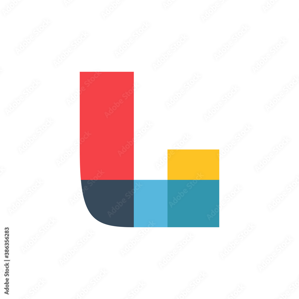L letter logo colored brightly and vividly with colors overlay. L letter logo colored brightly and vividly with colors overlay.