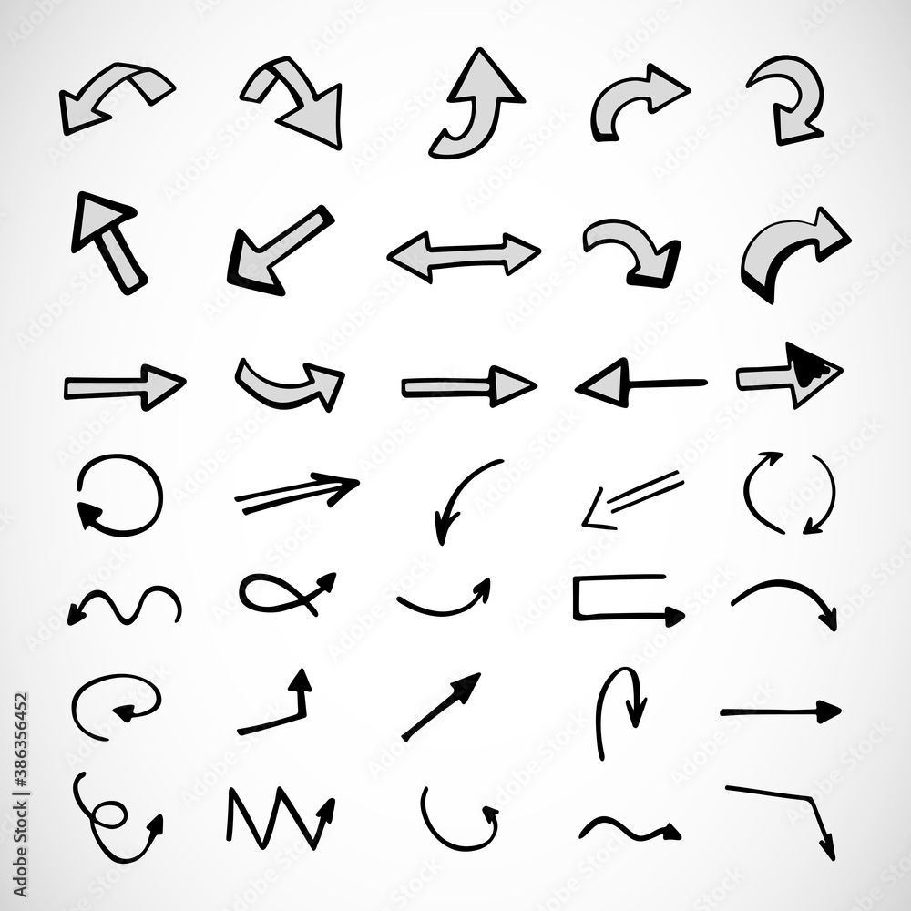 Vector set of hand-drawn arrows, elements for presentation Vector set of hand-drawn arrows, elements for presentation