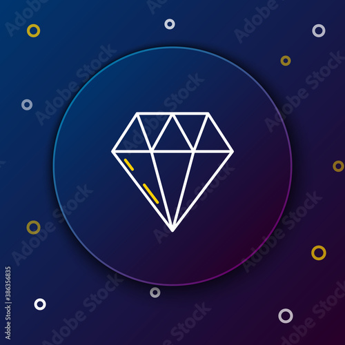 Line Diamond icon isolated on blue background. Jewelry symbol. Gem stone. Colorful outline concept. Vector.