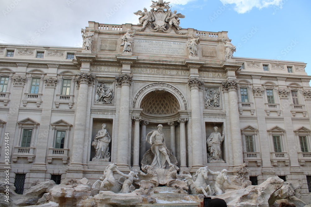 famous landmark trevi fountain in rome city center italy