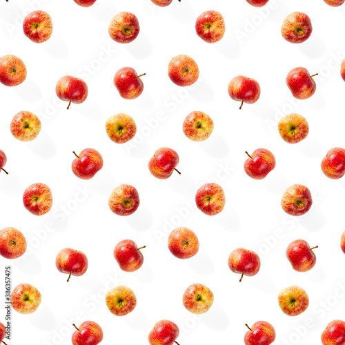 Fototapeta Naklejka Na Ścianę i Meble -  Seamless pattern with ripe apples. Tropical fruit abstract background. Apple seamless pattern on white background.