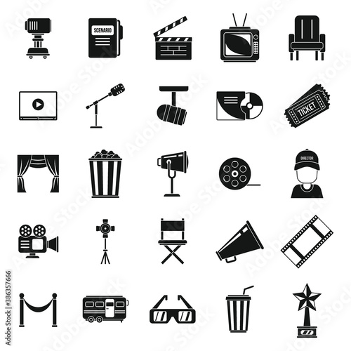Stage director chair icons set. Simple set of stage director chair vector icons for web design on white background