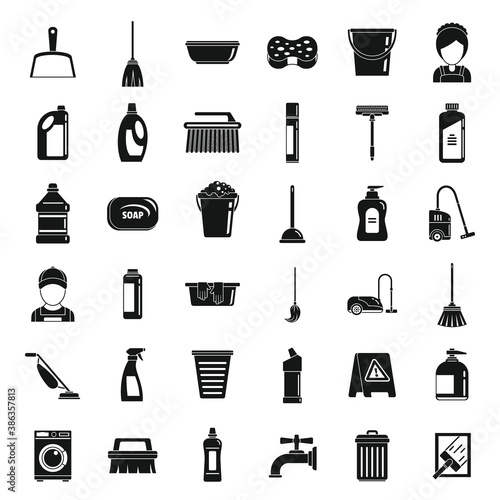 Home cleaning services icons set. Simple set of home cleaning services vector icons for web design on white background