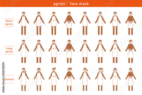 エプロン ピクトグラム 人 マスク 衛生 facemask アイコン イラスト ベクター AI