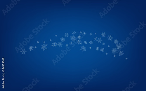 Fototapeta Naklejka Na Ścianę i Meble -  Silver Snow Vector Blue Background. Holiday 