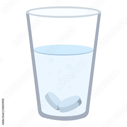 Glass with aspirin icon. Cartoon of glass with aspirin vector icon for web design isolated on white background