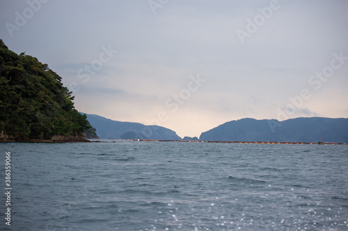 海上の養殖（畜養）生け簀 a fish farm