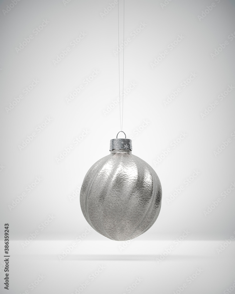 Silver twisted ribbed Christmas ball Silver twisted ribbed Christmas ball