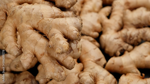 whole ginger root on close up