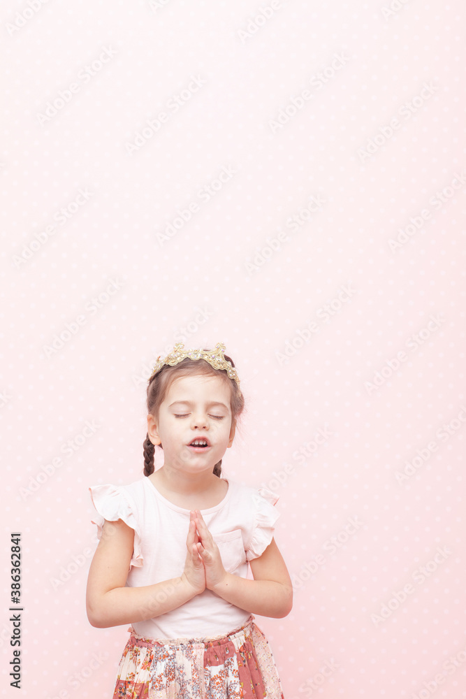 happy beautiful little girl asking for something. Dream come true. kid is praying happy beautiful little girl asking for something. Dream come true. kid is praying