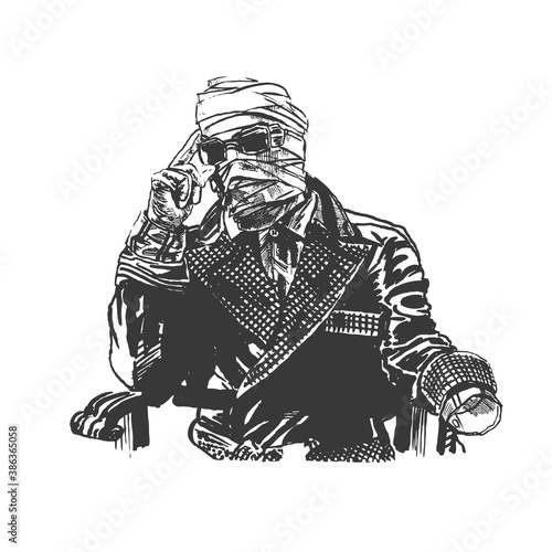 Invisible Man. Hand drawn Vector Sketch
