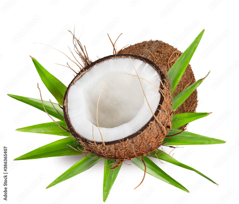 close-up of a fresh tasty coconuts. Isolated on white background. close-up of a fresh tasty coconuts. Isolated on white background.