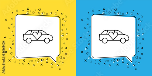 Set line Luxury limousine car icon isolated on yellow and blue background. For world premiere celebrities and guests poster. Vector.