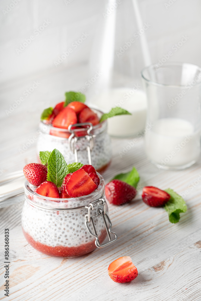 Breakfast pudding with Chia seeds and strawberries Breakfast pudding with Chia seeds and strawberries