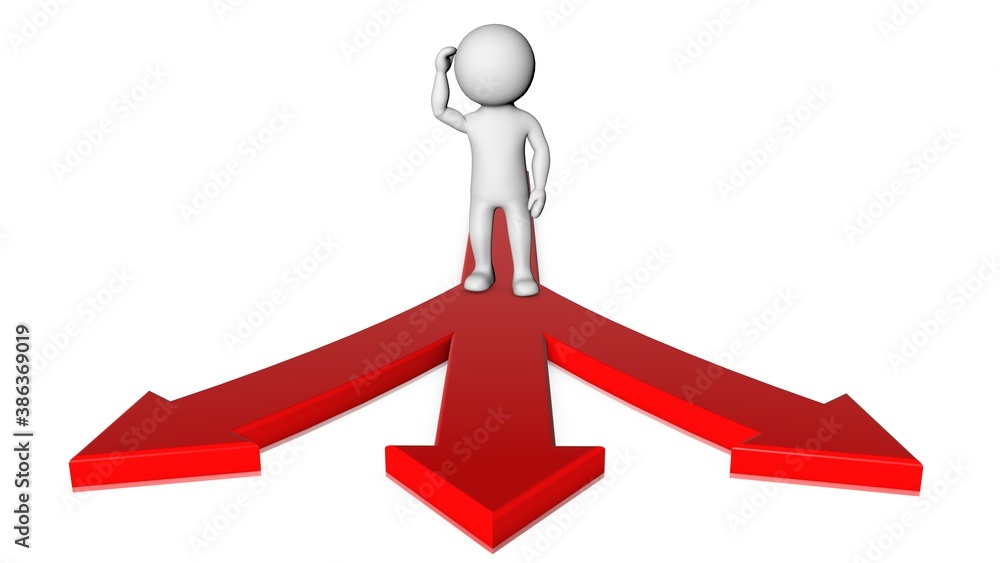 3D white character and way choice 3D white character and way choice