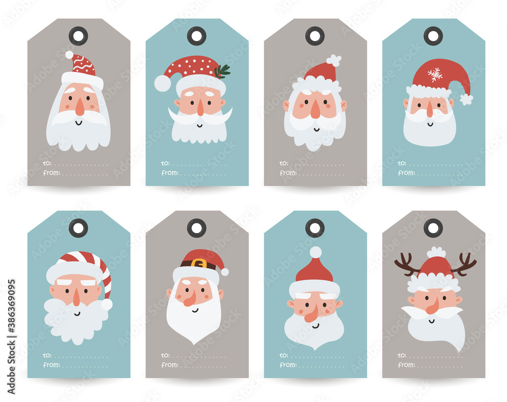 Collection of tags with Santa, Gnomes and holiday wishes