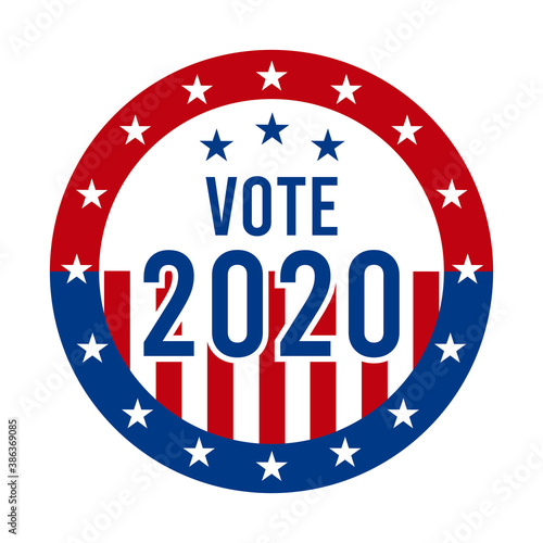 2020 Presidential Election Vote Badge - United States of America. USA Patriotic Symbol - American Flag. Democratic / Republican Support Pin, Emblem, Stamp or Button. November 3