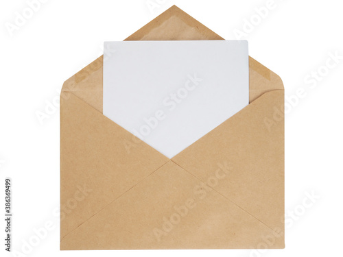 Small craft paper envelope on a white background