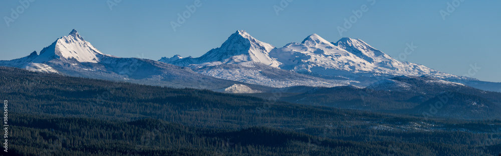 Cascade Mountain Range - Mt Washington, and the Three Sisters in the Oregon Cascades.