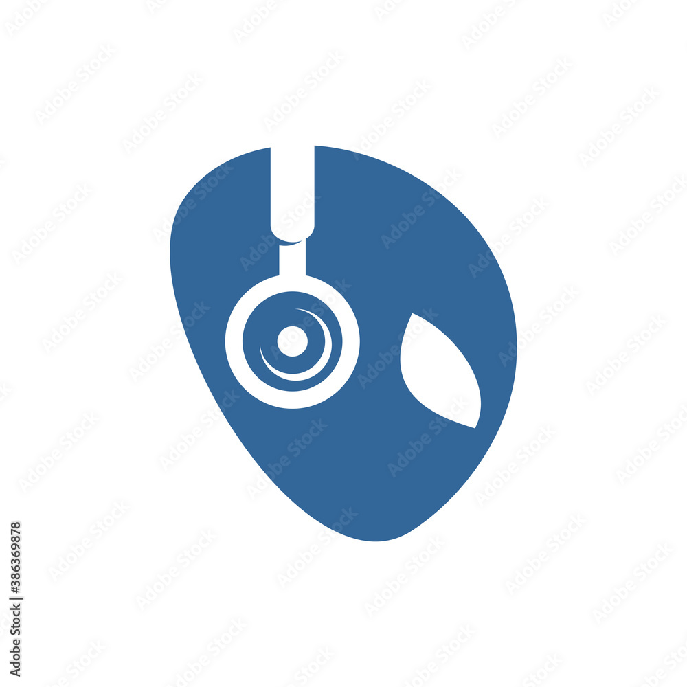 Headphone Alien logo design vector Illustration, Alien design template Headphone Alien logo design vector Illustration, Alien design template