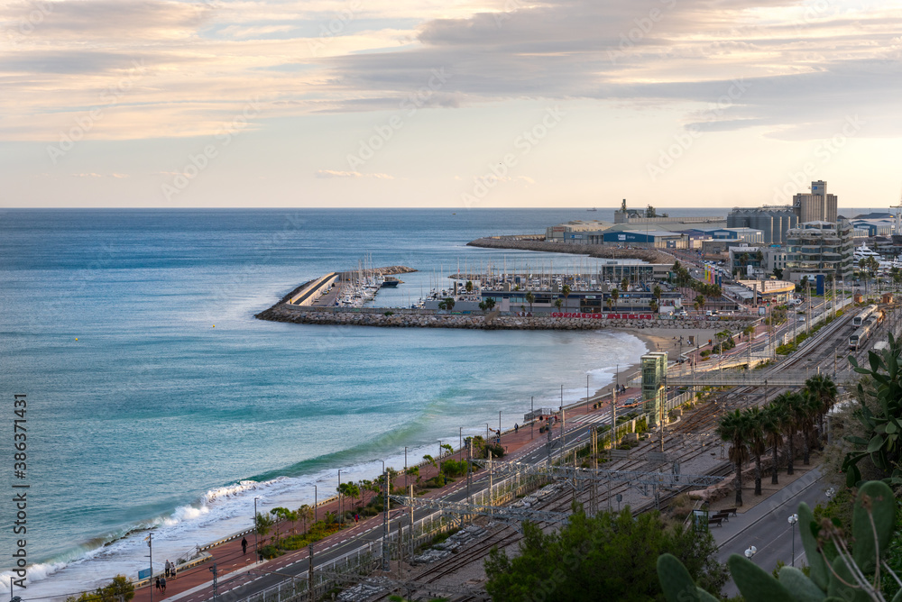 Views of the port of the city of Tarragona in summer in Spain.