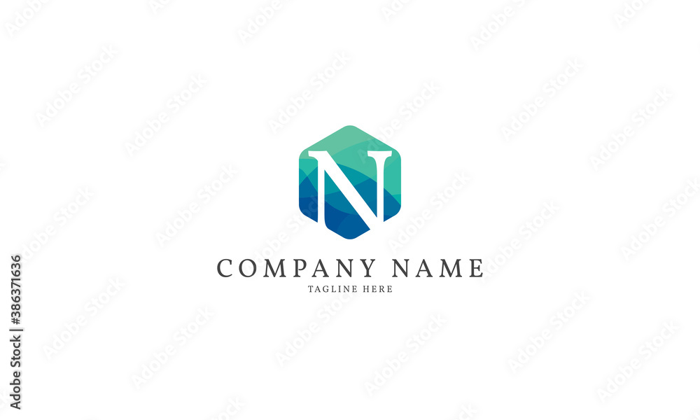 Fototapeta premium letter N modern hexagon logo template