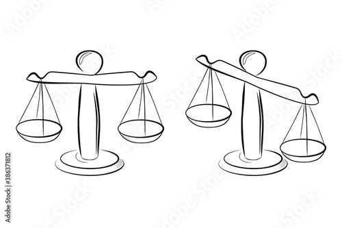 Illustration for Justice, Vector Hand Draw Sketch 2 Position Balance, at white background
