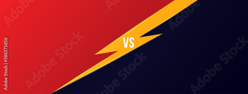Versus screen design. Fight background with red vs dark blue. Battle headline template. Vector flat modern design. Combat against each other.