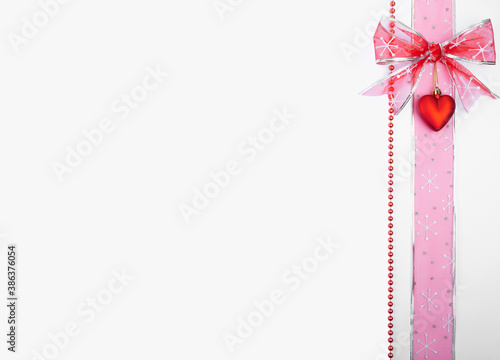 White background with side christmas composition and copyspace
