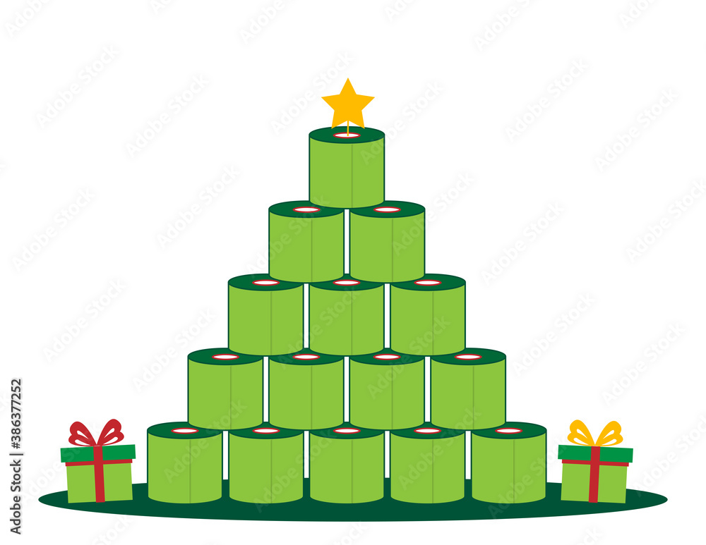Naklejka premium Weihnachtsbaum Toilettenpapier