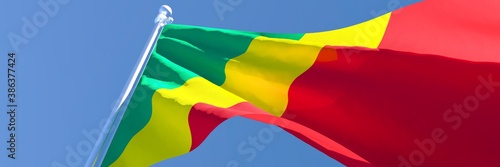 3D rendering of the national flag of Congo waving in the wind photo