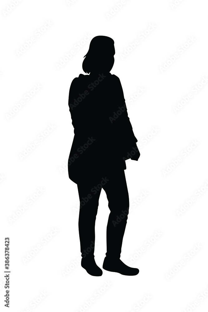 Standing girl silhouette vector