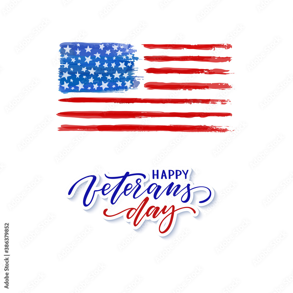 Happy Veterans day. Typography card. Modern black and white brush calligraphy text. Hand drawn lettering typo vector illustration. Isolated on white background Happy Veterans day. Typography card. Modern black and white brush calligraphy text. Hand drawn lettering typo vector illustration. Isolated on white background
